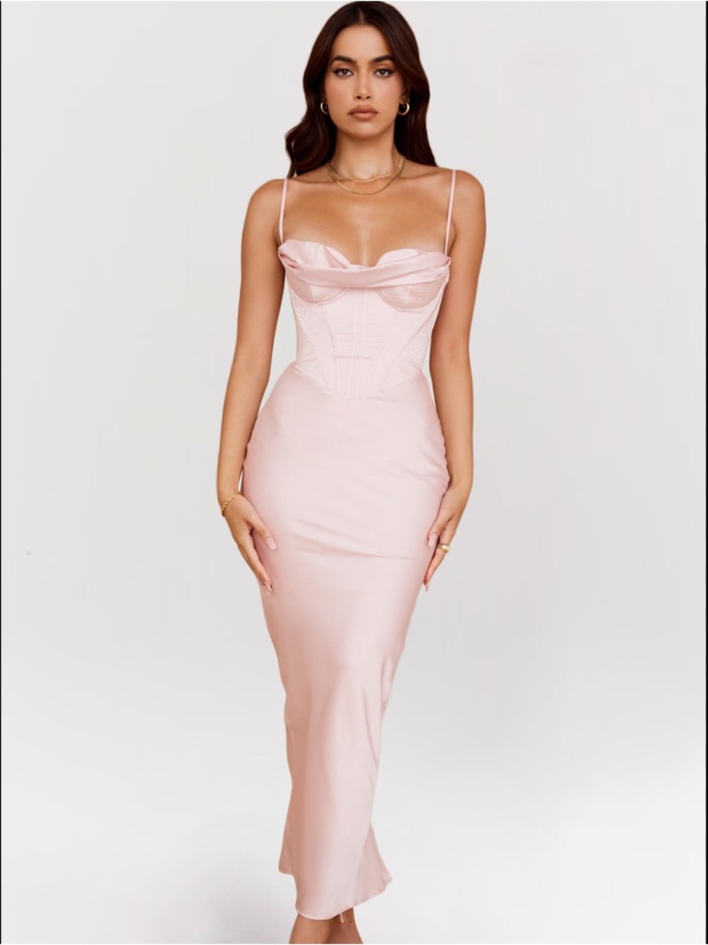 House of CB Charmaine Maxi Special Occassion Dress in Blush Pink size L